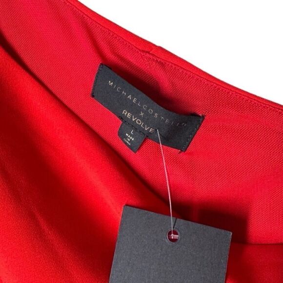 Michael Costello x REVOLVE Fabian Mini Dress in Red One Shoulder Minimalist L - Picture 7 of 14